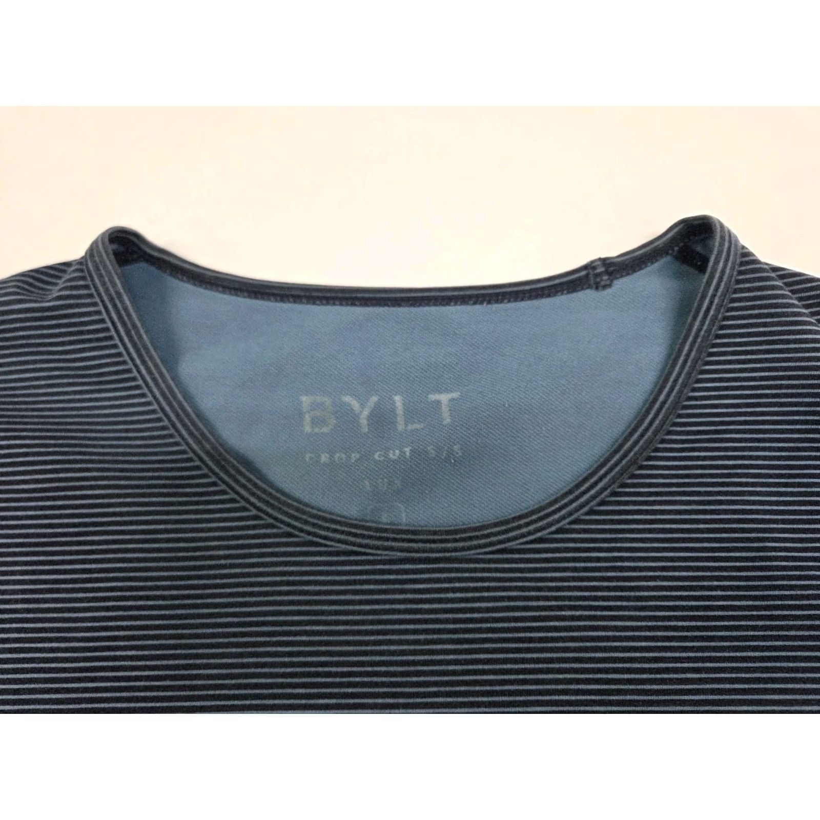 Vintage BYLT Drop Cut Lux Short Sleeve Blue Striped Shirt L Mens Henley Logo Knit Cotton Polyester Spandex Easy Care Regular Fit 8073 Size US L / EU 52-54 / 3 - 2 Thumbnail