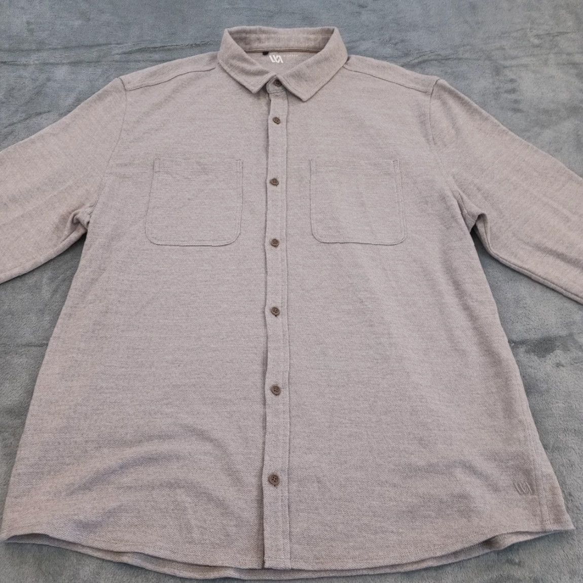 Vintage **WA Mens Shirt Collared Button-Up Long Sleeve Beige XL Knit Pockets** User: **WA Mens Collared Button-Up Long Sleeve Shirt Beige XL Knit Pockets** Size US XL / EU 56 / 4 - 4 Thumbnail