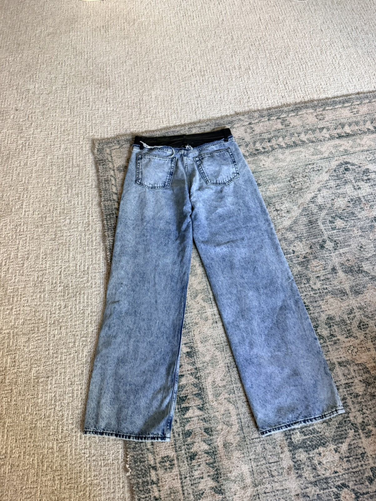 Rag & Bone Rag and Bone Shea faux leather wide leg mid rise jeans 28 Size 28" / US 6 / IT 42 - 13 Thumbnail