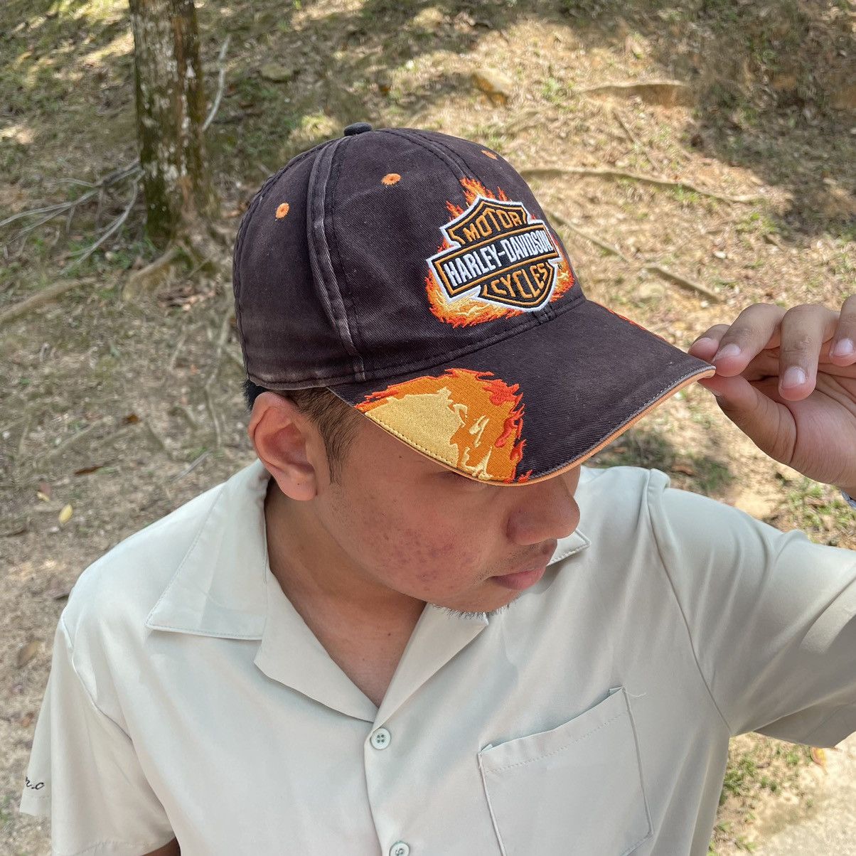 20471120 × Beauty Beast × Harley Davidson Vintage Y2K Harley Davidson Flame Hats Size ONE SIZE - 1 Thumbnail