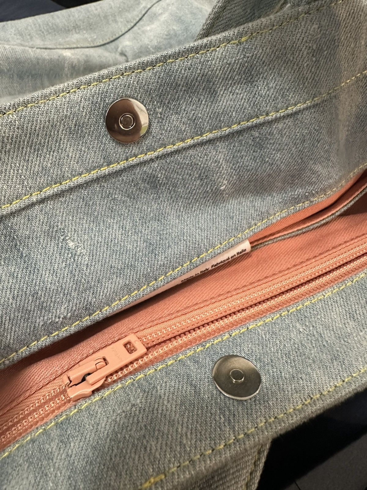 Acne Studios Distressed Denim Logo Shopper Tote Bag Size ONE SIZE - 18 Thumbnail