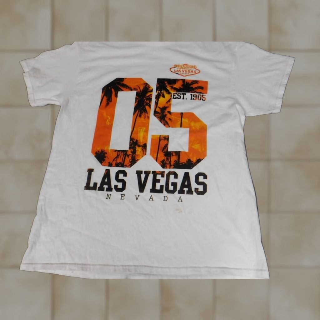 Delta Delta Las Vegas Mens Shirt L White Knit Cotton Short Sleeve Crew Neck T-Shirt Logo Breathable Regular Vintage No Size US L / EU 52-54 / 3 - 1 Thumbnail