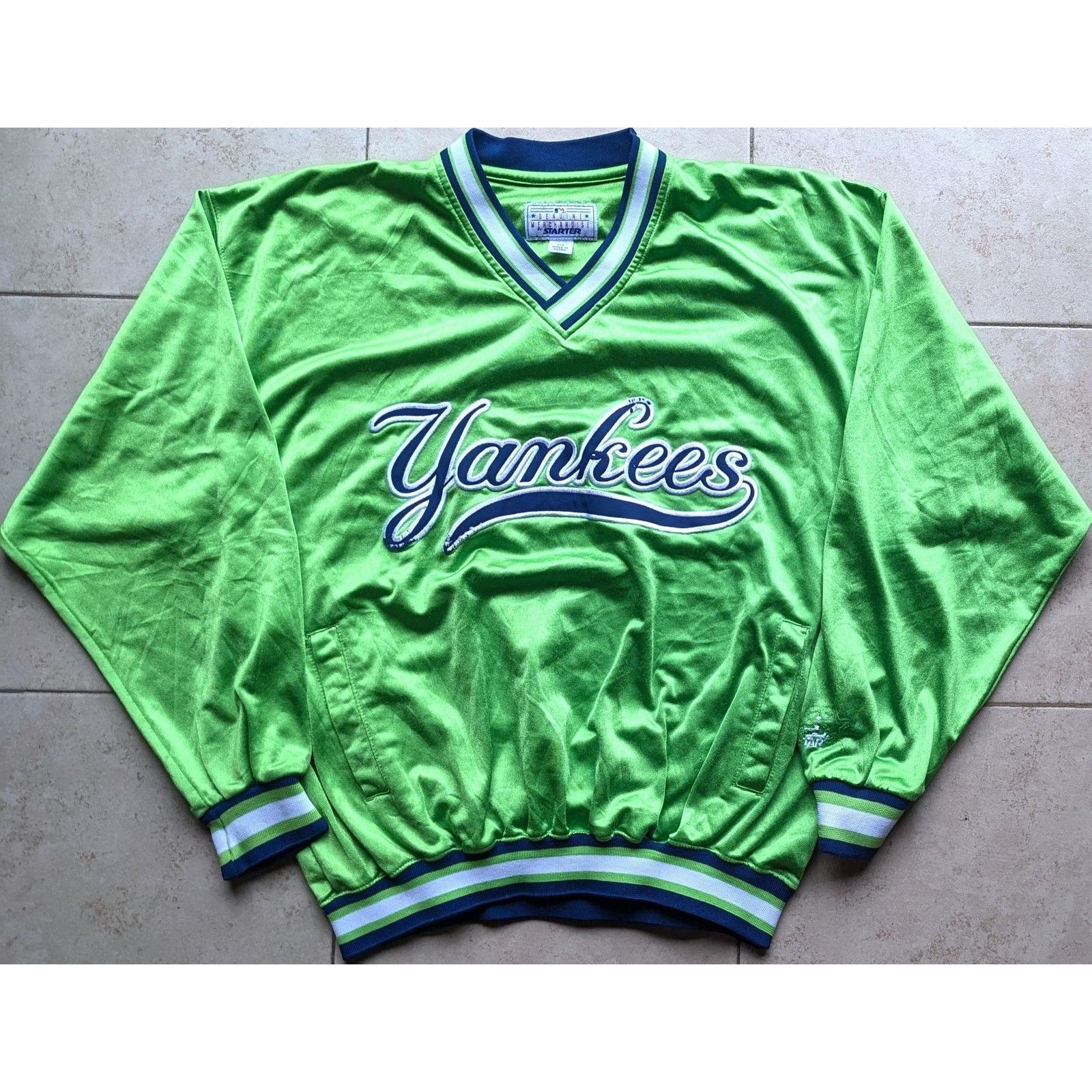 MLB NY Yankees 90s STARTER pullover LIME M green MLB vintage Size US M / EU 48-50 / 2 - 1 Thumbnail