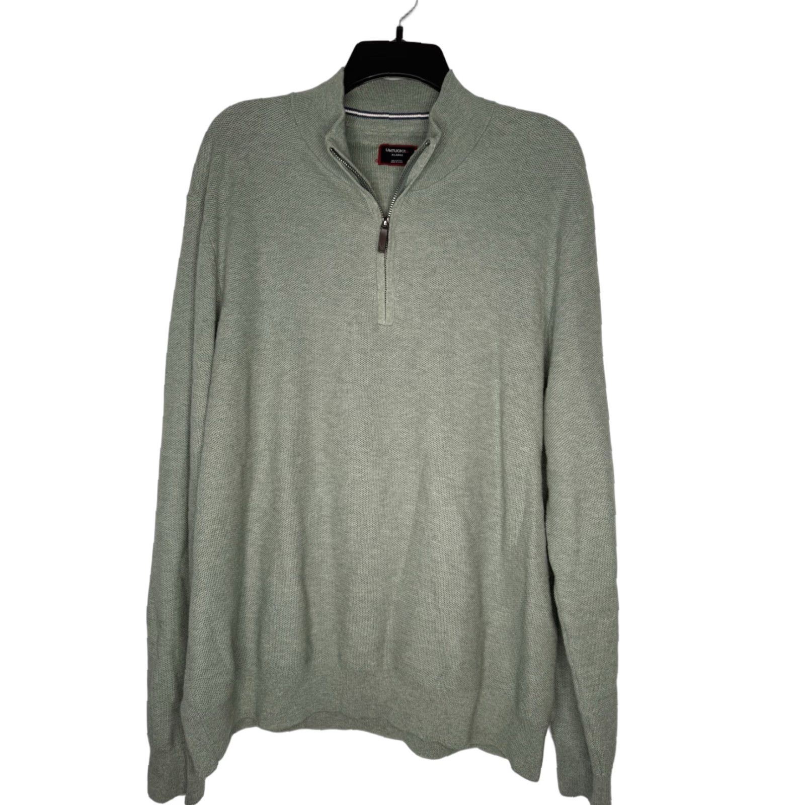 UNTUCKit UNTUCKit Sweater Pullover 1/4 Zip Knit Mock Neck Long Sleeve 100% Cotton XL Green Mens Regular Shirt (Preppy Classic) Size US XL / EU 56 / 4 - 1 Thumbnail
