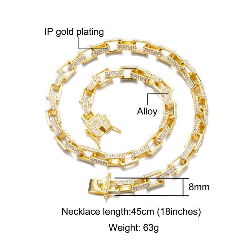 Jewelry 8MM 2Row Square Box Chain Bling AAA+ Necklace Size ONE SIZE - 2 Thumbnail