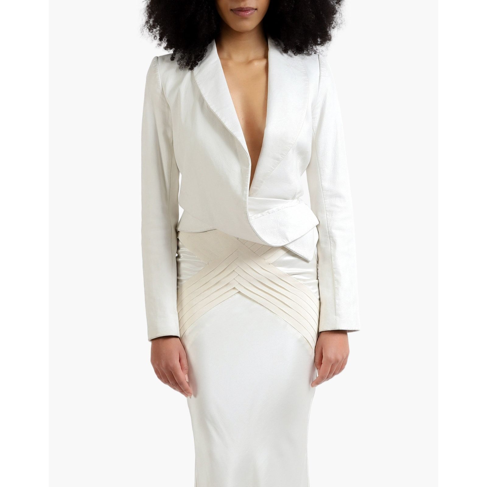Haider Ackermann FW12 Asymmetrical Jacket with Lapel Collar in White Leather Size XS / US 0-2 / IT 36-38 - 1 Thumbnail