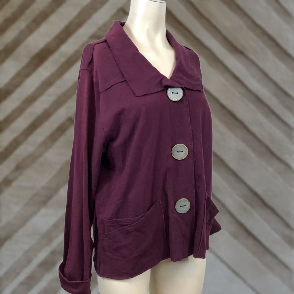 Habitat WOMEN'S MEDIUM BERRY CARDIGAN COTTON BLEND BUTTON UP LONG SLEEVE HABITAT Size M / US 6-8 / IT 42-44 - 1 Thumbnail