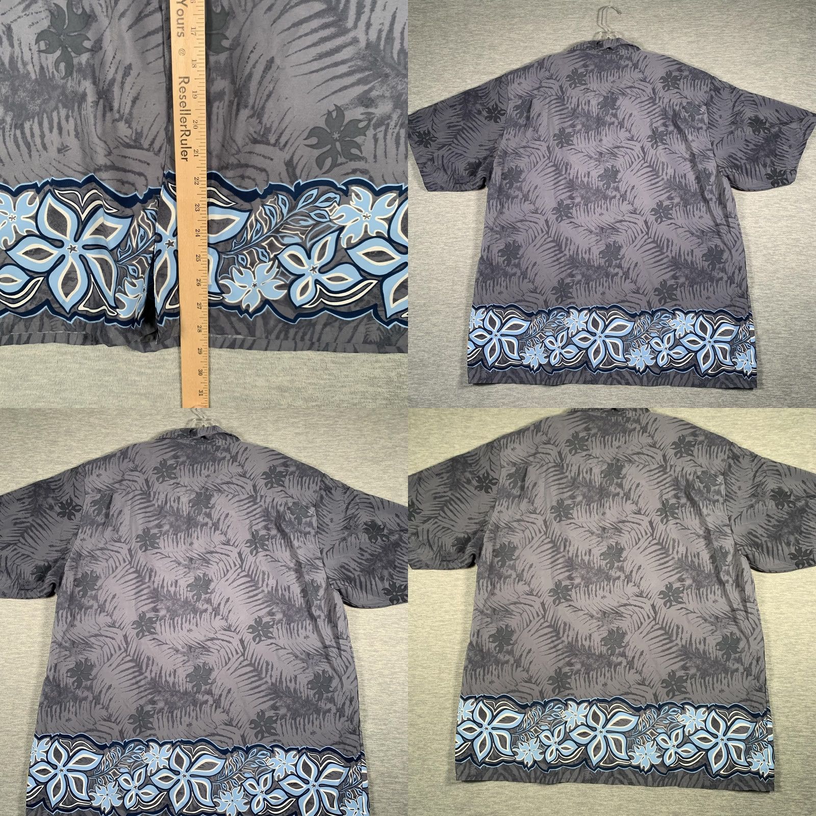 Sideout Sideout Hawaiian Shirt Mens XL Gray Blue Floral Border Aloha Button Front Casual Shirt Size US XL / EU 56 / 4 - 8 Thumbnail