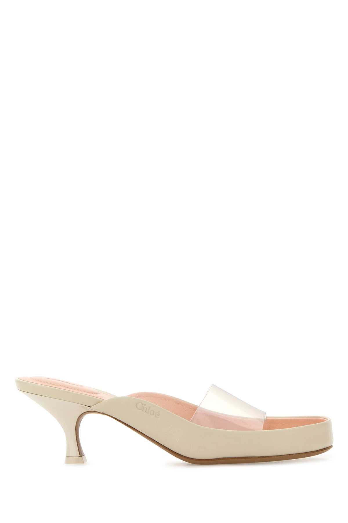 Chloe Two-Tone Pvc And Leather Junie Mules Size US 9 / IT 39 - 1 Thumbnail