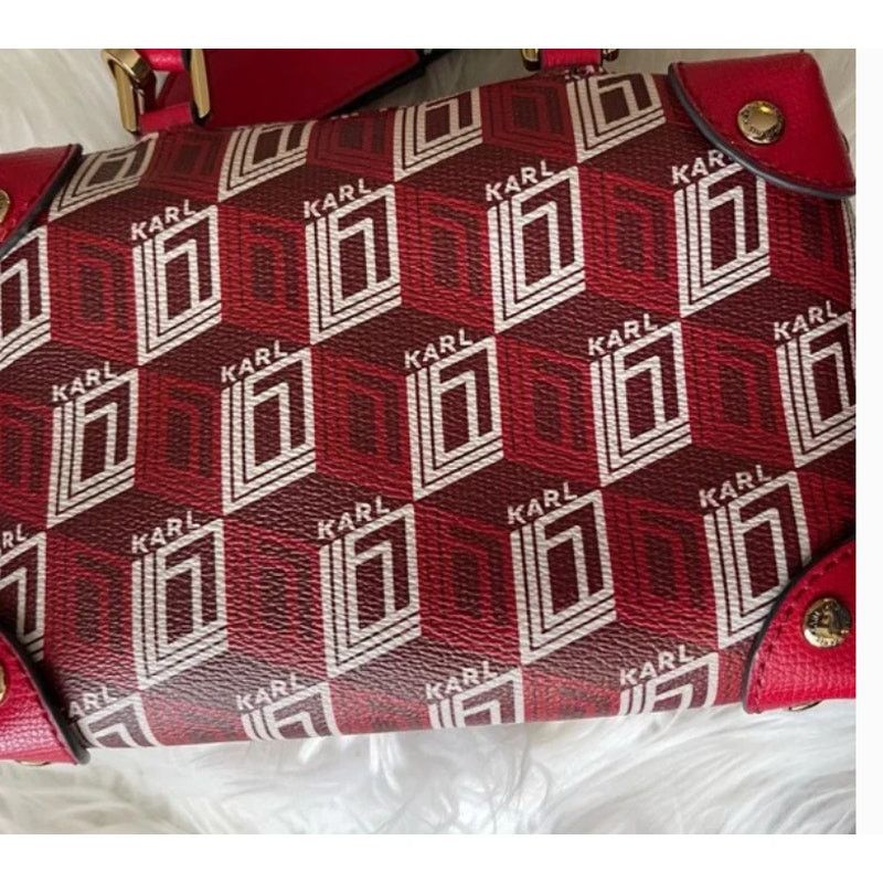 Karl Lagerfeld KARL LAGERGELD VALETTE MONOGRAM RED CROSSBODY BAG W/PINS Size ONE SIZE - 3 Thumbnail