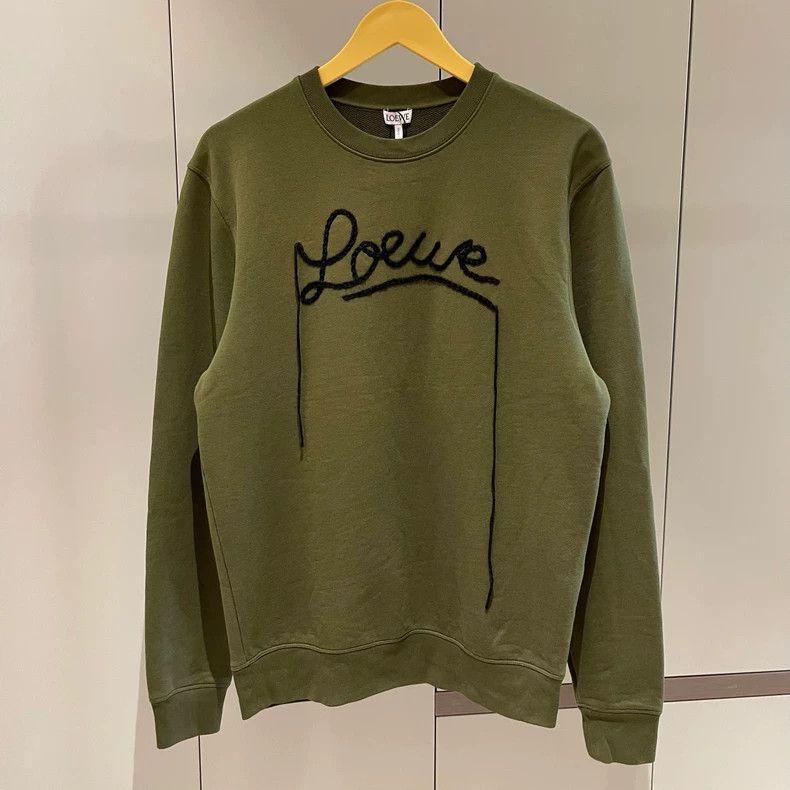 Loewe LOEWE New signature logo round neck hoodie in dark green Size XS / US 0-2 / IT 36-38 - 2 Thumbnail
