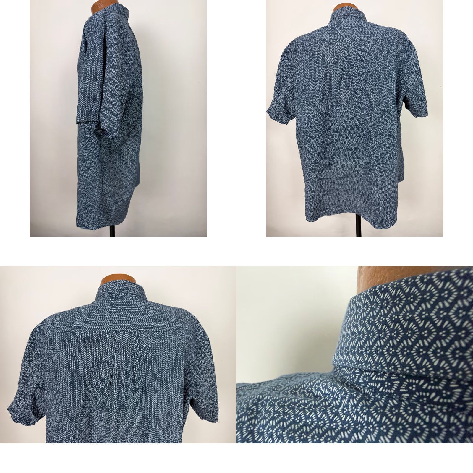 Dockers VINTAGE Dockers Shirt Men XXL Geometric Button-Up Navy Blue Cotton Polyester Elastane Stretch Pockets Travel Casual 90s 2XL Mens Size US XXL / EU 58 / 5 - 8 Thumbnail