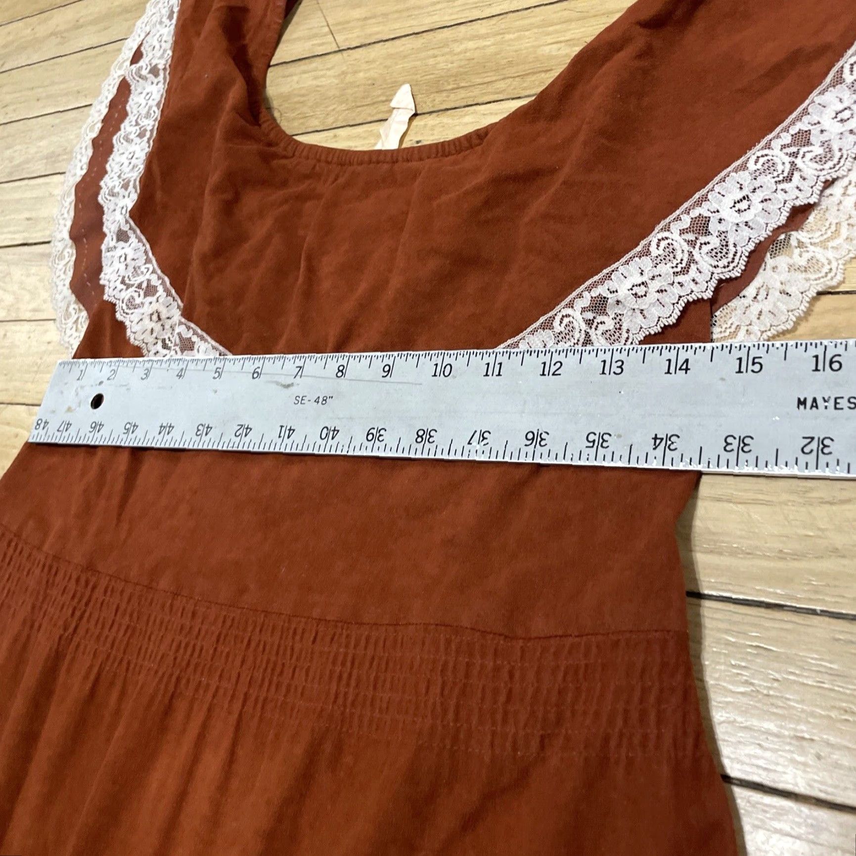 Vintage VINTAGE Cream Tiered Peasant Dress Women 6 Brown Cream Lace Boho Western Lagenlook 90s Dress Womens Size M / US 6-8 / IT 42-44 - 7 Thumbnail