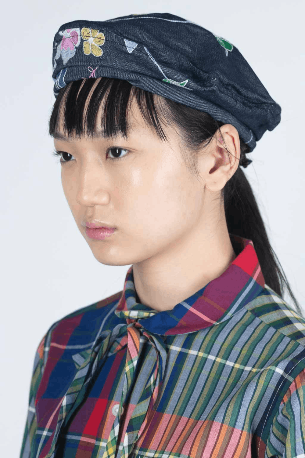 Engineered Garments ENGINEERED GARMENTS INDIGO DENIM FLORAL EMBROIDERY BERET Size ONE SIZE - 5 Thumbnail