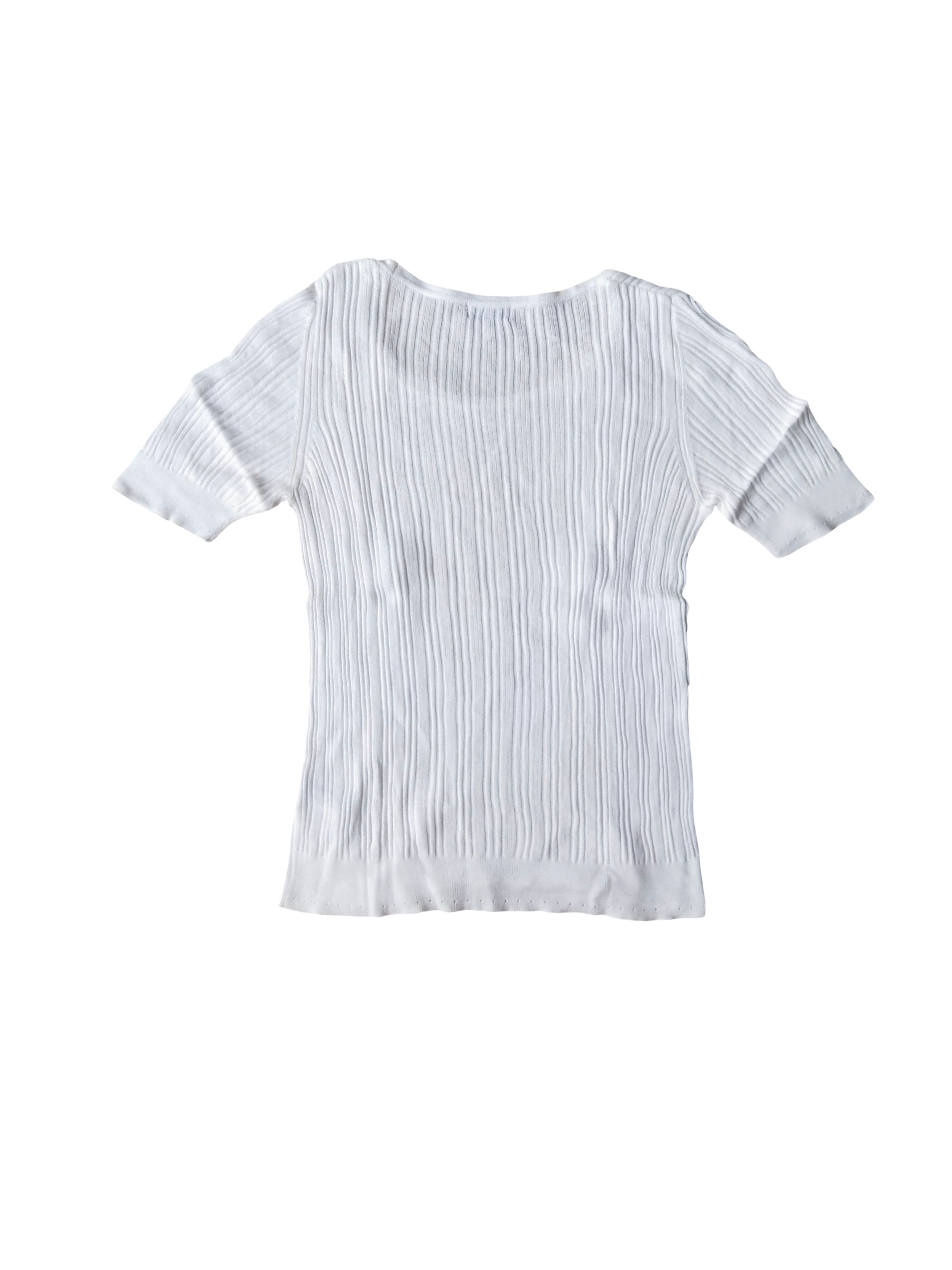 Sonia Rykiel Sonia Rykiel Ribbed Knit Top White Size M / US 6-8 / IT 42-44 - 4 Thumbnail