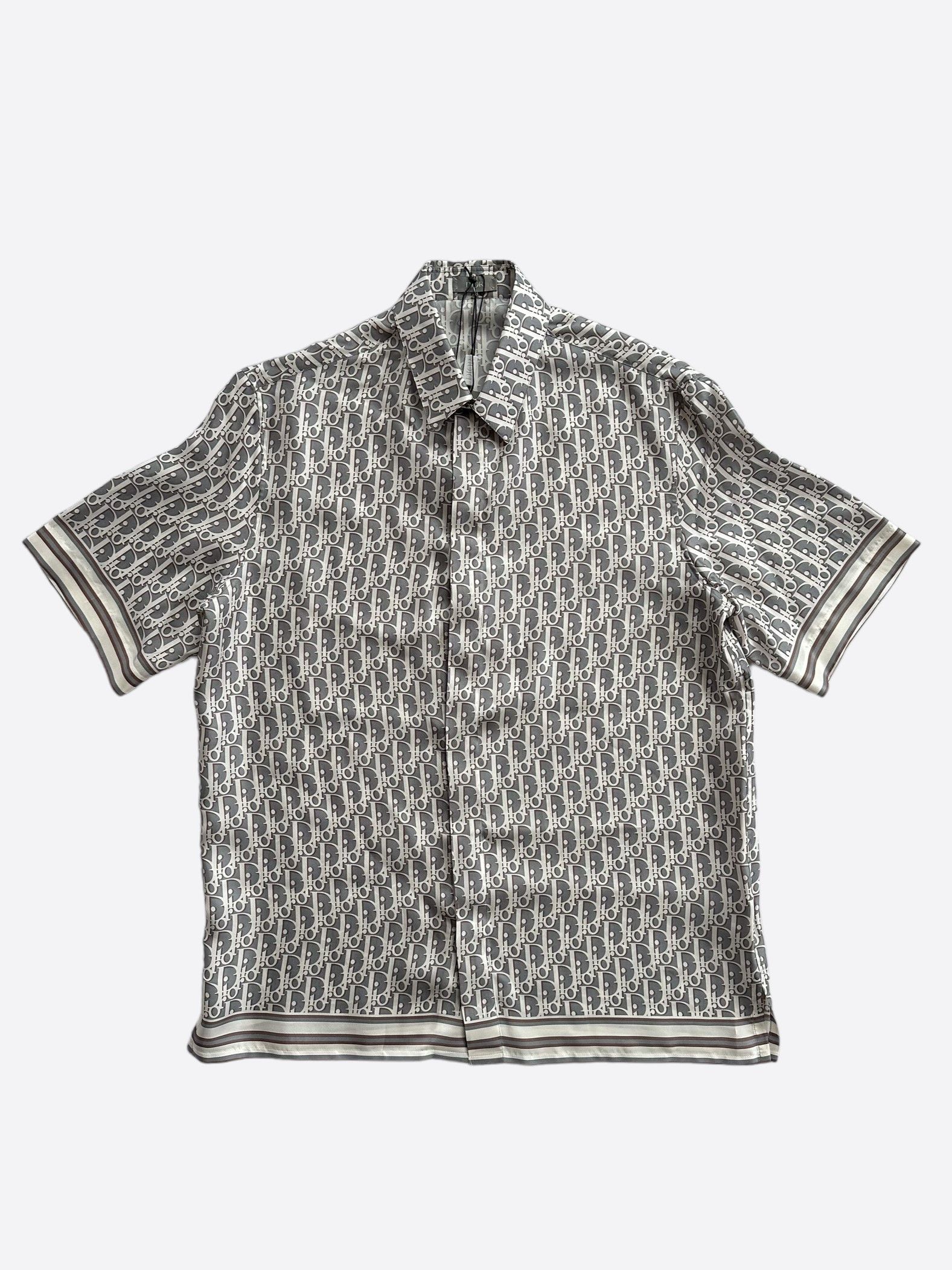 Dior Dior Grey Oblique Silk Button Up Shirt Size US S / EU 44-46 / 1 - 1 Thumbnail