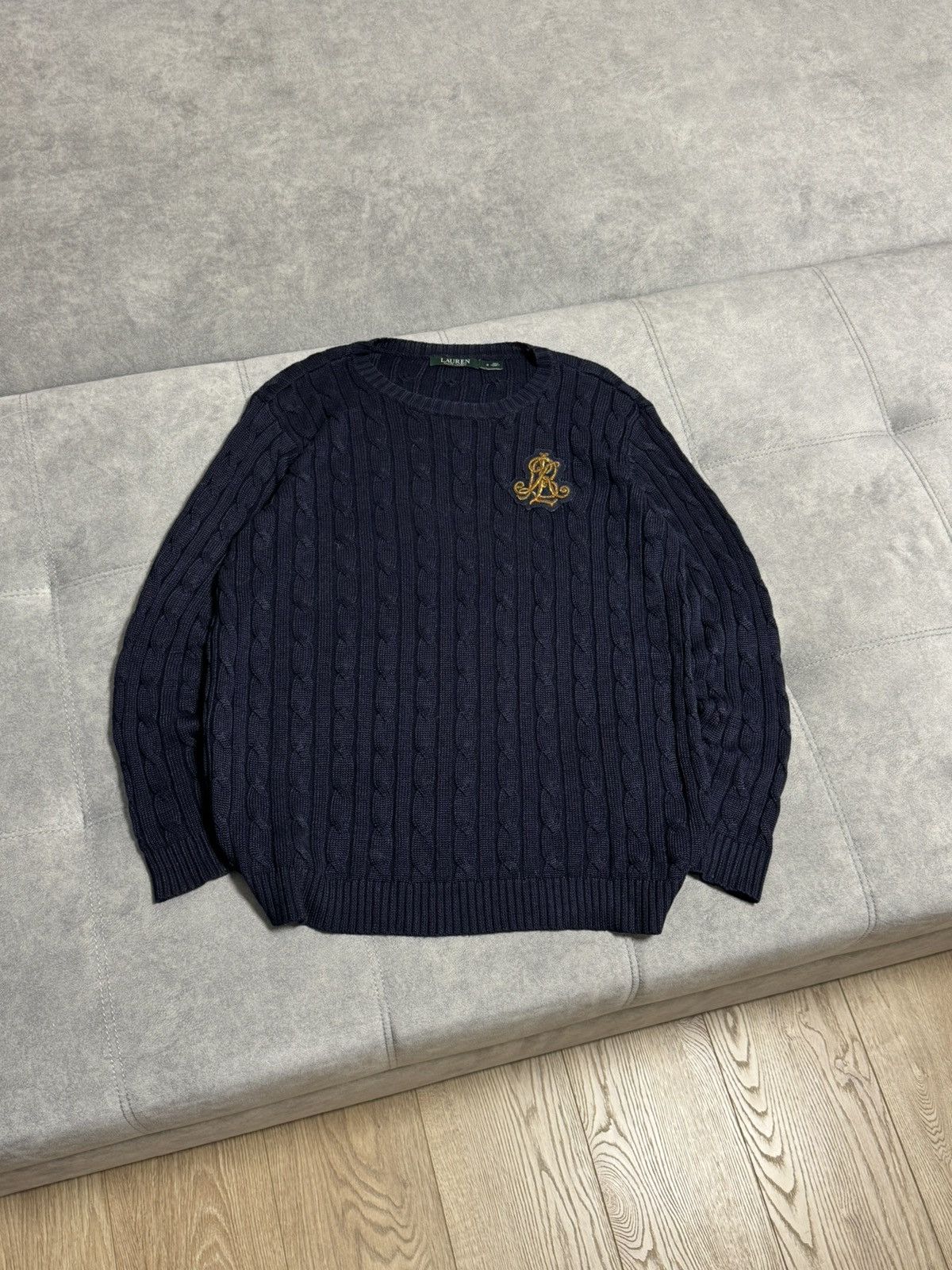 Polo Ralph Lauren × Vintage Vintage Polo Ralph Lauren cable knit sweater navy S M size Size US M / EU 48-50 / 2 - 3 Thumbnail