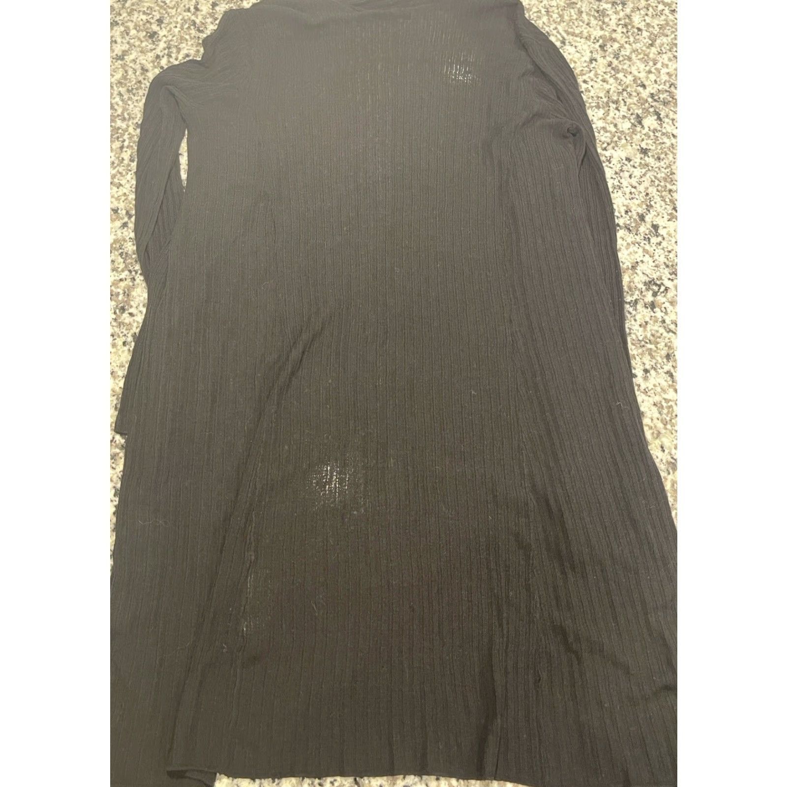 Vintage MM Lafleur Graham Kimono Duster Cardigan Sz M Black Ribbed-Knit Side Slit Shawl Women Size M / US 6-8 / IT 42-44 - 8 Thumbnail