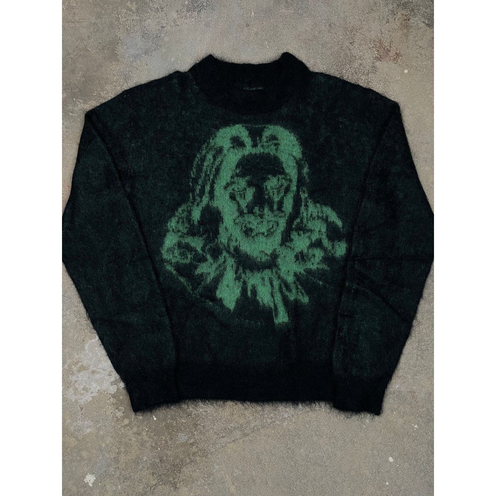 Saint Michael Saint Mxxxxx x Born Mohair Crewneck Black Green Large Used |  Grailed