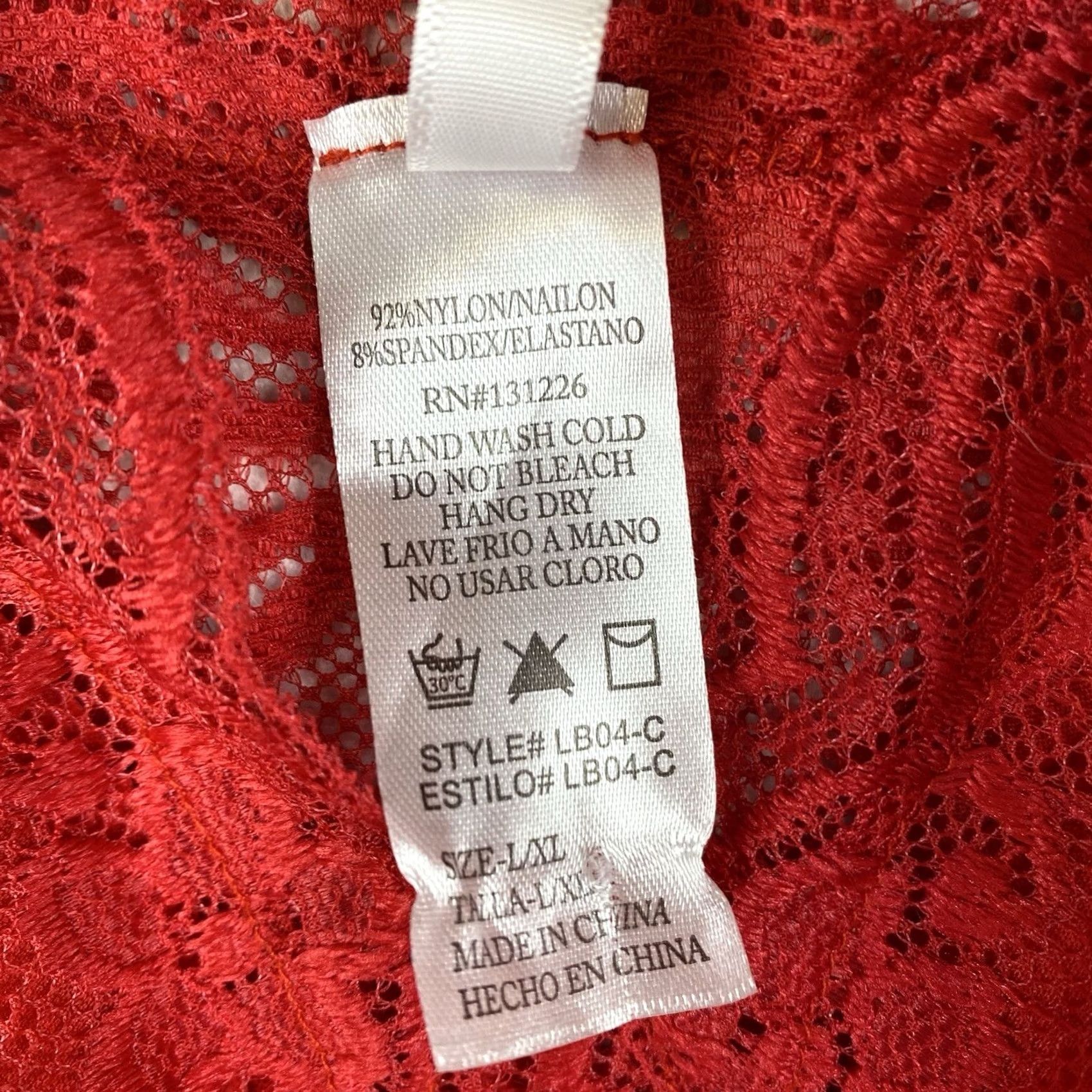Vintage Kathy Top Womens LXL Red Lace V Neck Pullover Sexy Lingerie Club Size XL / US 12-14 / IT 48-50 - 6 Thumbnail