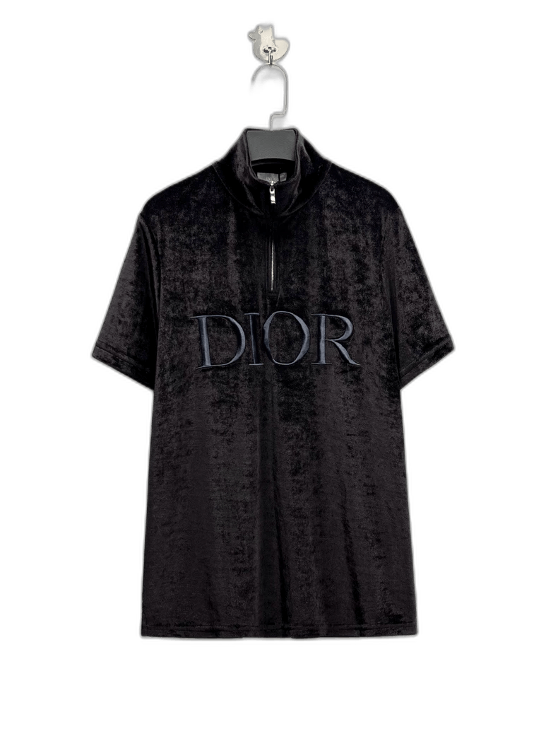 Dior Black Velvet HalfZip Short Sleeve Dior Shirt-2506 Size US XS / EU 42 / 0 - 1 Thumbnail