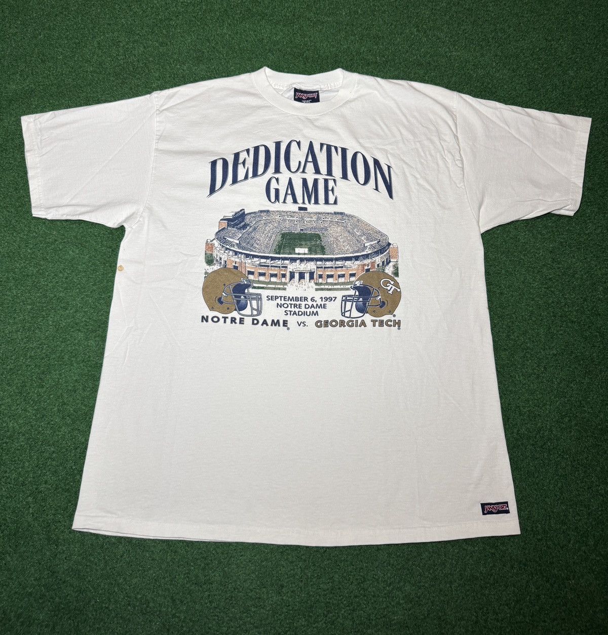 Jansport Vintage 90s Notre Dame Stadium Graphic Football XXL T Shirt Size US XXL / EU 58 / 5 - 1 Thumbnail