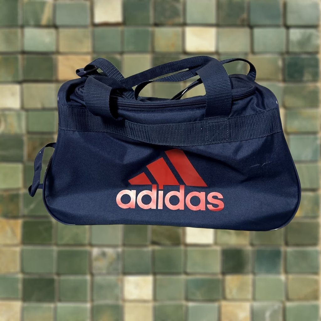 Adidas ADIDAS Weekend Duffel Gym Bag Blue Gray Red Womens Gym Bag Red Gray Polyester Weekend Duffel Adidas Size ONE SIZE - 1 Thumbnail