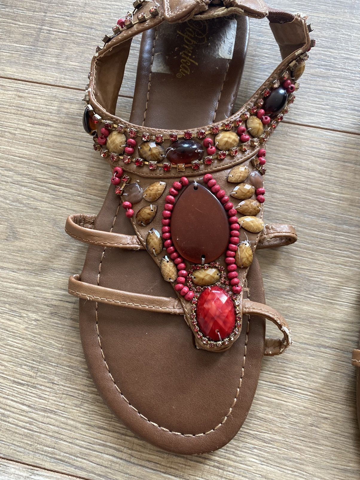 Other VINTAGE PAPRIKA BEADED EMBELLISHED SANDALS Size US 7 / IT 37 - 3 Thumbnail