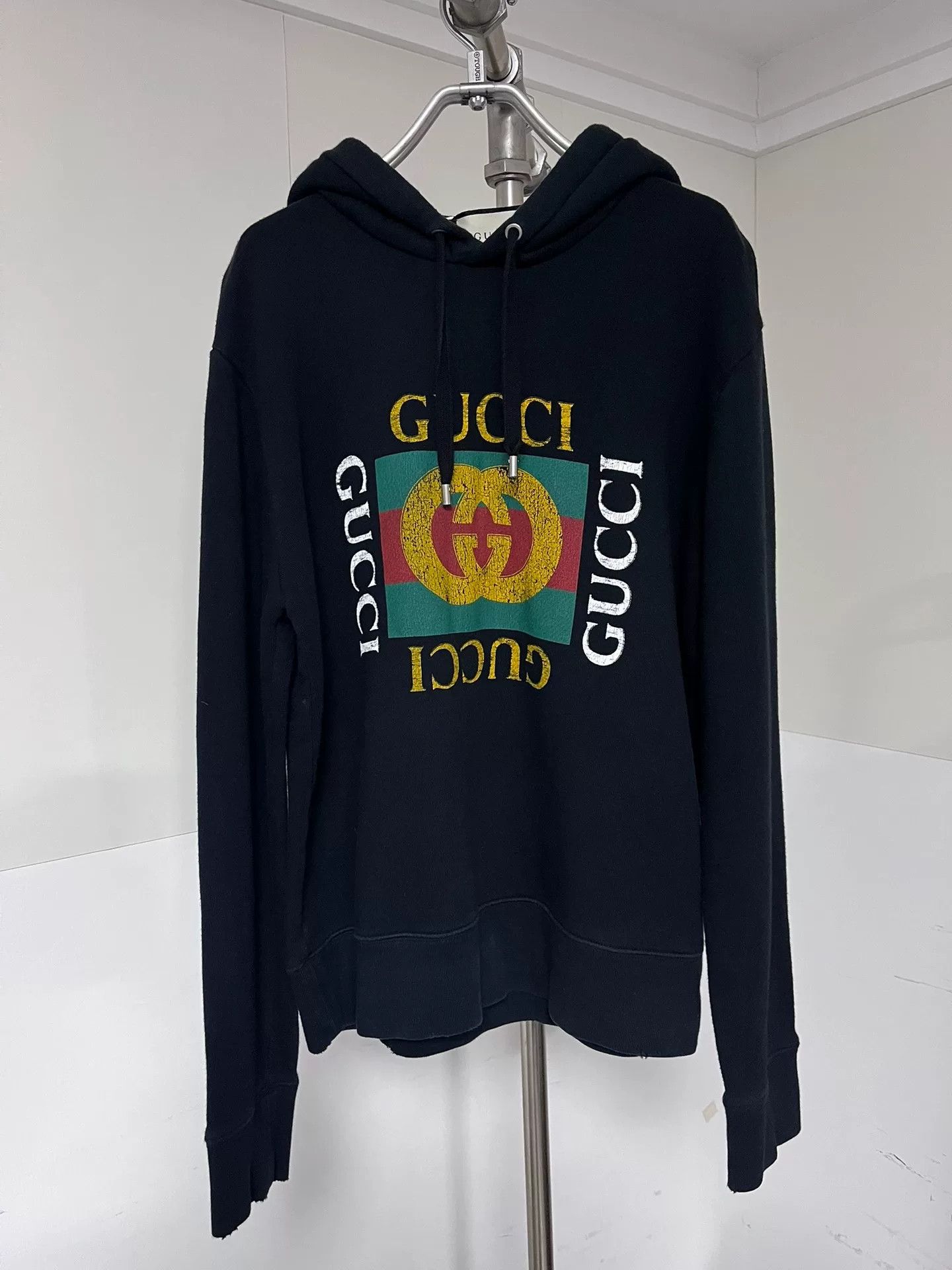 Gucci Gucci Black Square Distressed Hoodie S Size US S / EU 44-46 / 1 - 1 Thumbnail