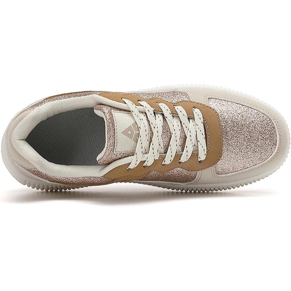 Other Womens 6.5 Pink Gold Glitter LaceUp Platform Casual Sneakers Size US 6.5 / IT 36.5 - 3 Thumbnail