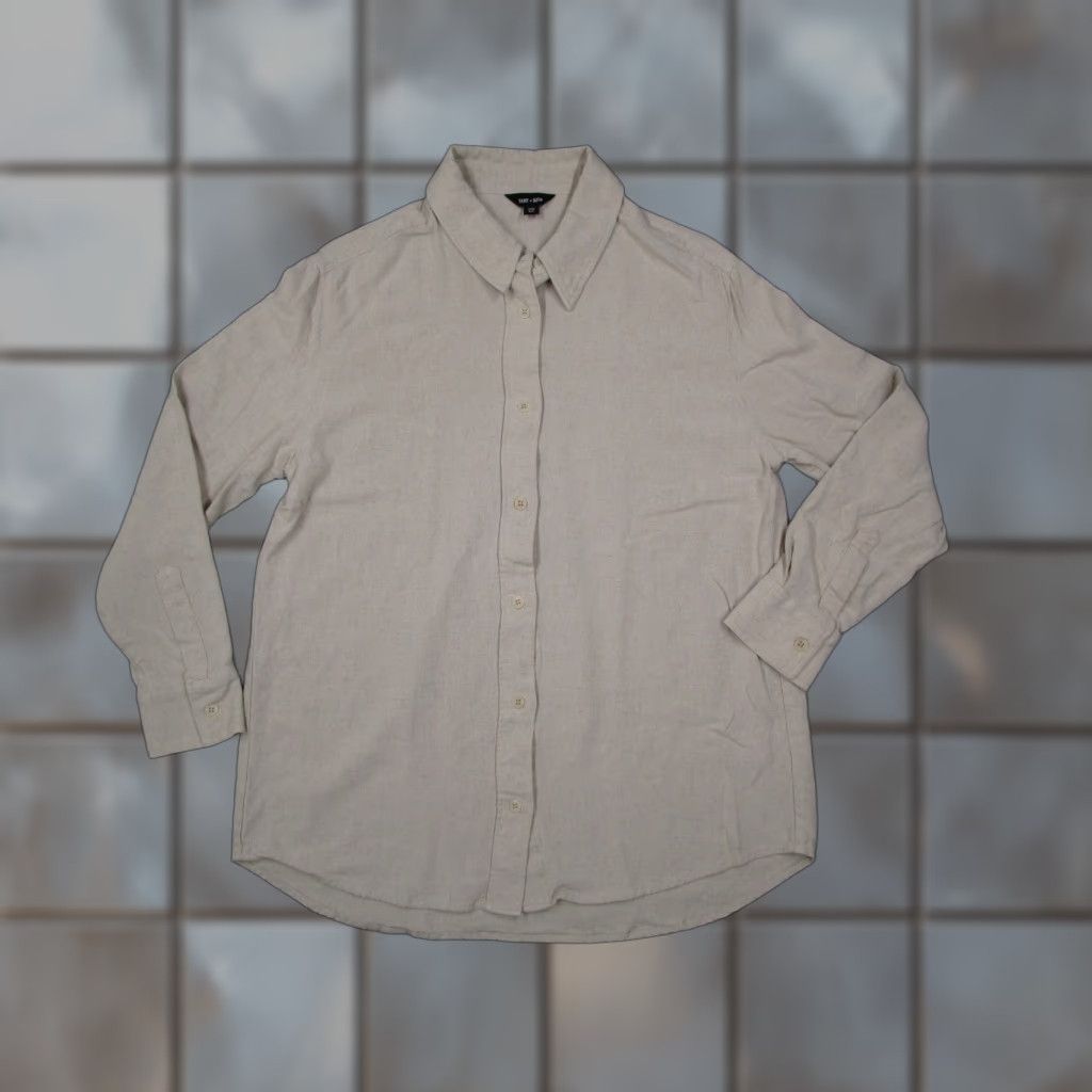 Vintage Saint Sofia Shirt Women 6 Beige Linen Blend Button Up Long Sleeve Travel Work Shirt Size M / US 6-8 / IT 42-44 - 1 Thumbnail