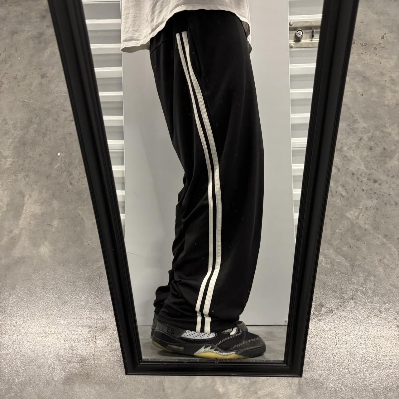 Japanese Brand × Vintage Crazy Vintage Y2K/2000s Baggy Black Striped Streetwear Track Pants! Size US 36 / EU 52 - 1 Thumbnail