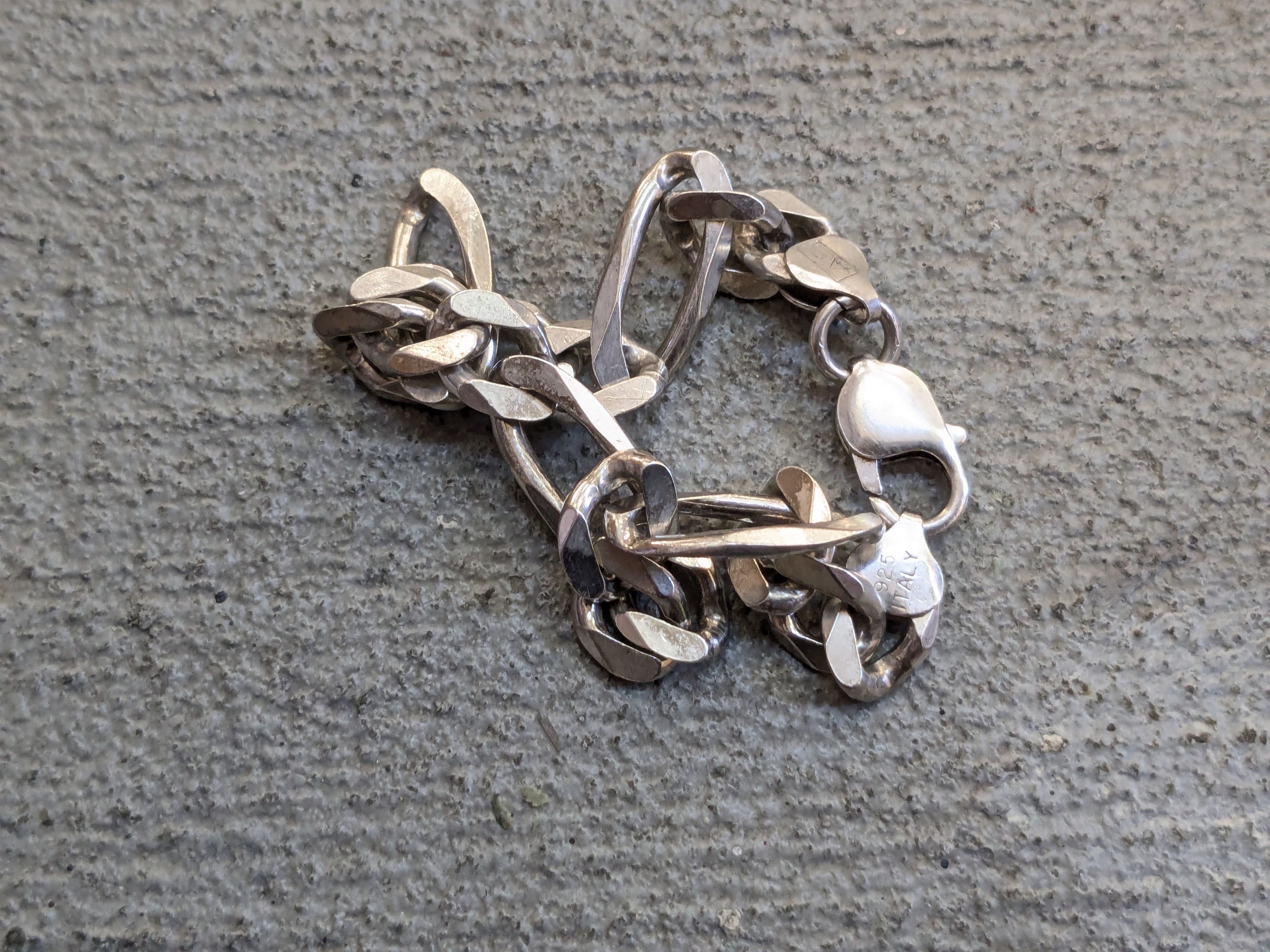 Other Sterling Silver Bracelet 8" Figaro Link Chain Biker Punk Size ONE SIZE - 7 Thumbnail
