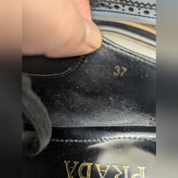 Prada Prada - Patent Leather Lace-Up Wingtip Loafers in Black Size US 7 / IT 37 - 9 Thumbnail