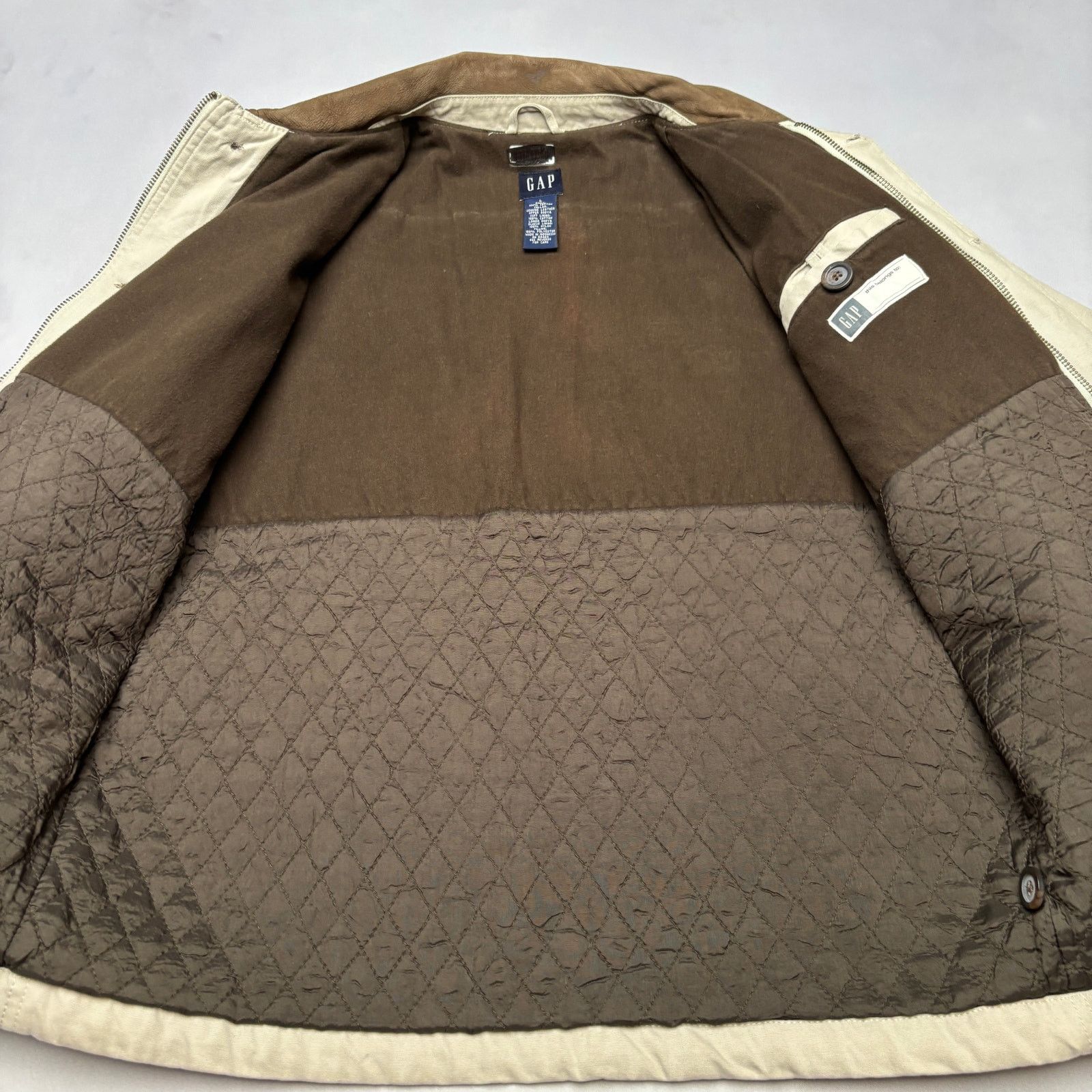 Gap Vintage Gap Field Chore Coat Quiltef Jacket Leather Collar Size US L / EU 52-54 / 3 - 9 Thumbnail