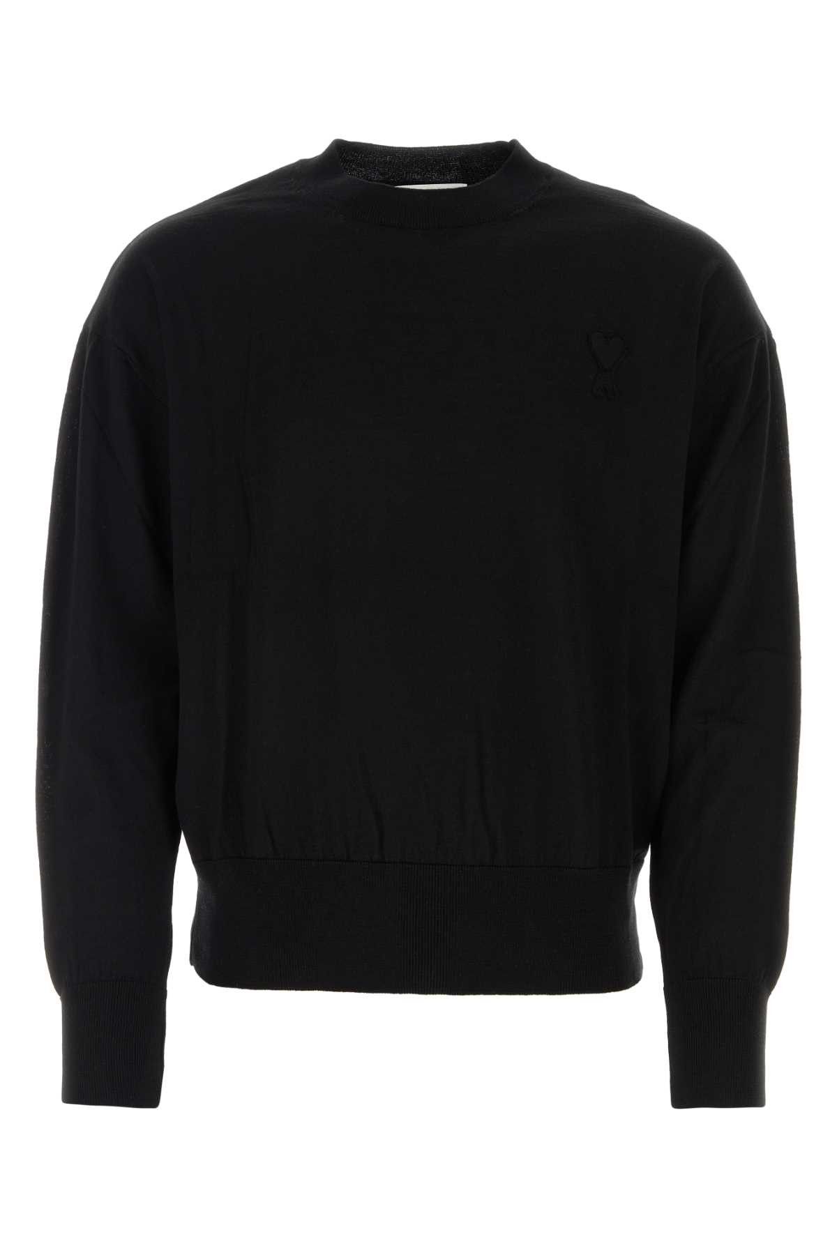 image of Ami Black Wool Sweater, Men's (Size Small)