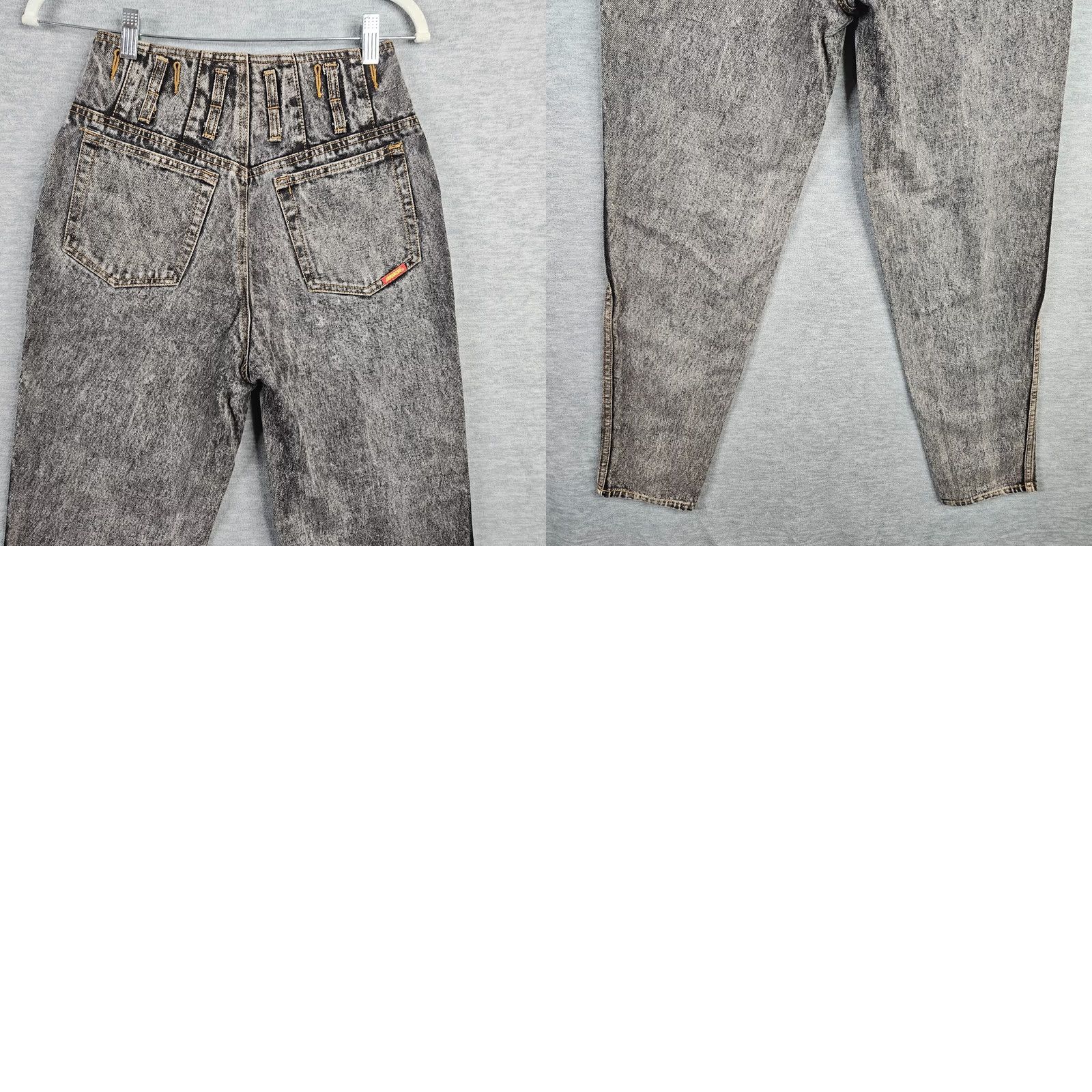 Jordache VINTAGE Jordache Womens High Rise Acid Wash Mom Jeans Size 7/8 Denim Grey Regular 100% Cotton Belted Button Jeans Mens Women Girls Size 28" / US 6 / IT 42 - 8 Thumbnail