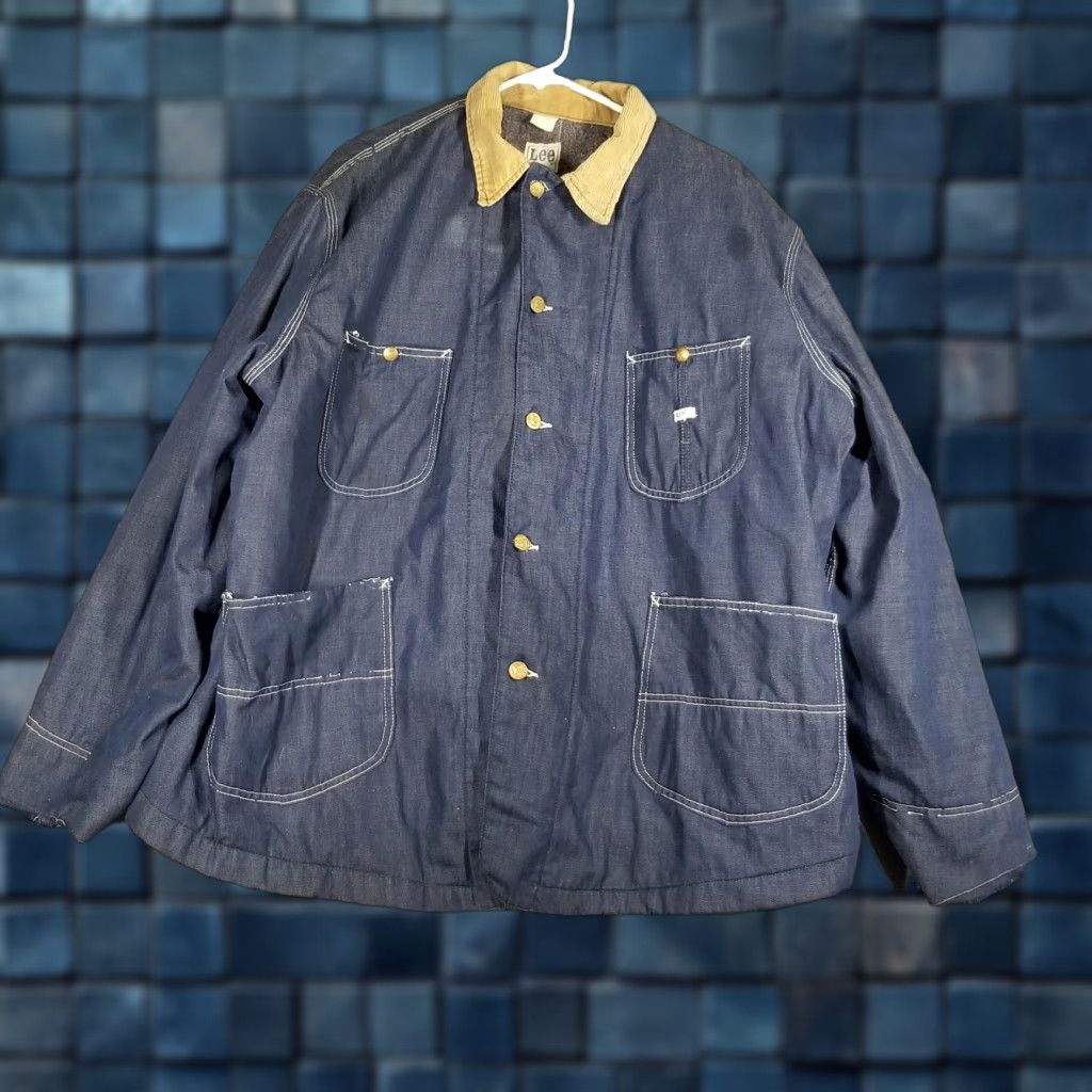 Lee VINTAGE Lee Jacket Mens XL Blue Denim Blanket Lined Chore Coat USA Sanforized Jacket/Coat Size US XL / EU 56 / 4 - 1 Thumbnail