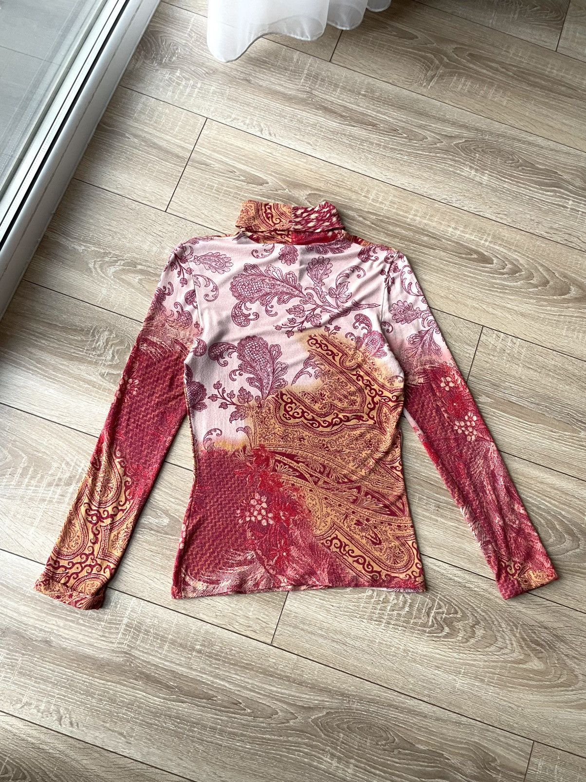 Roberto Cavalli Vintage Roberto Cavalli Class Paisley Top Turtleneck Shirt Size L / US 10 / IT 46 - 14 Thumbnail