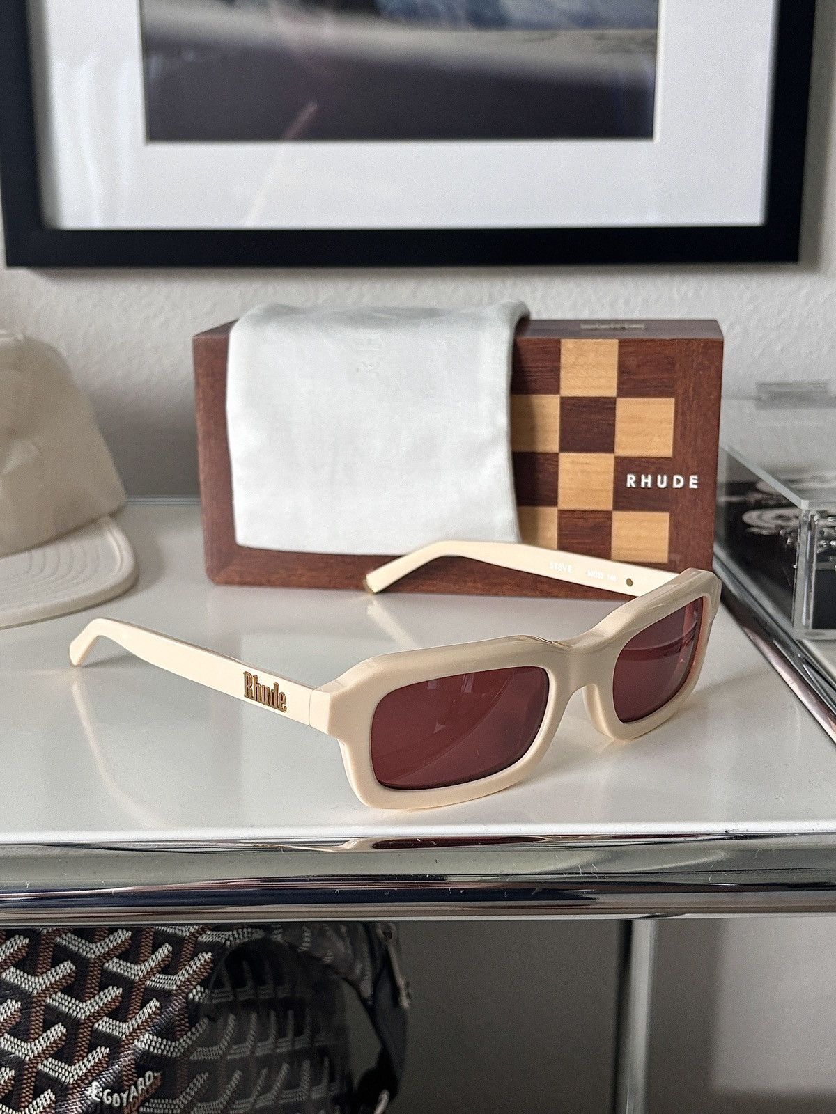 Rhude RHUDE - CREAM STEVE FRAME SUNGLASSES Size ONE SIZE - 5 Thumbnail