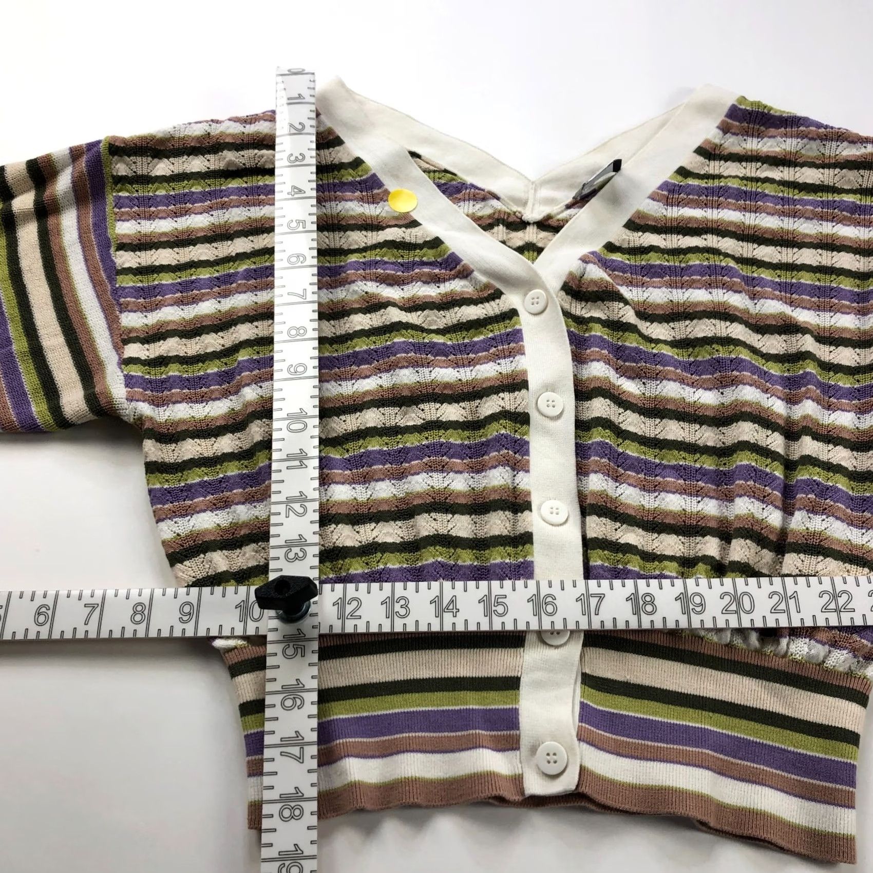 Marella Marella Sweater Womens XL Cropped Cardigan Neck Colorful Multicolor HRJ Size XL / US 12-14 / IT 48-50 - 4 Thumbnail