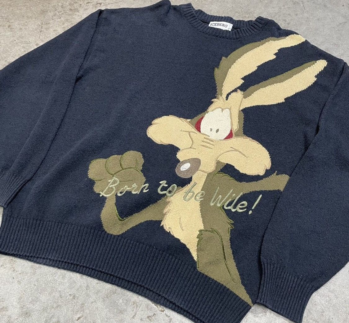 Iceberg 1994 Iceberg Looney Tunes Wile Coyote knitwear Size US XL / EU 56 / 4 - 2 Thumbnail