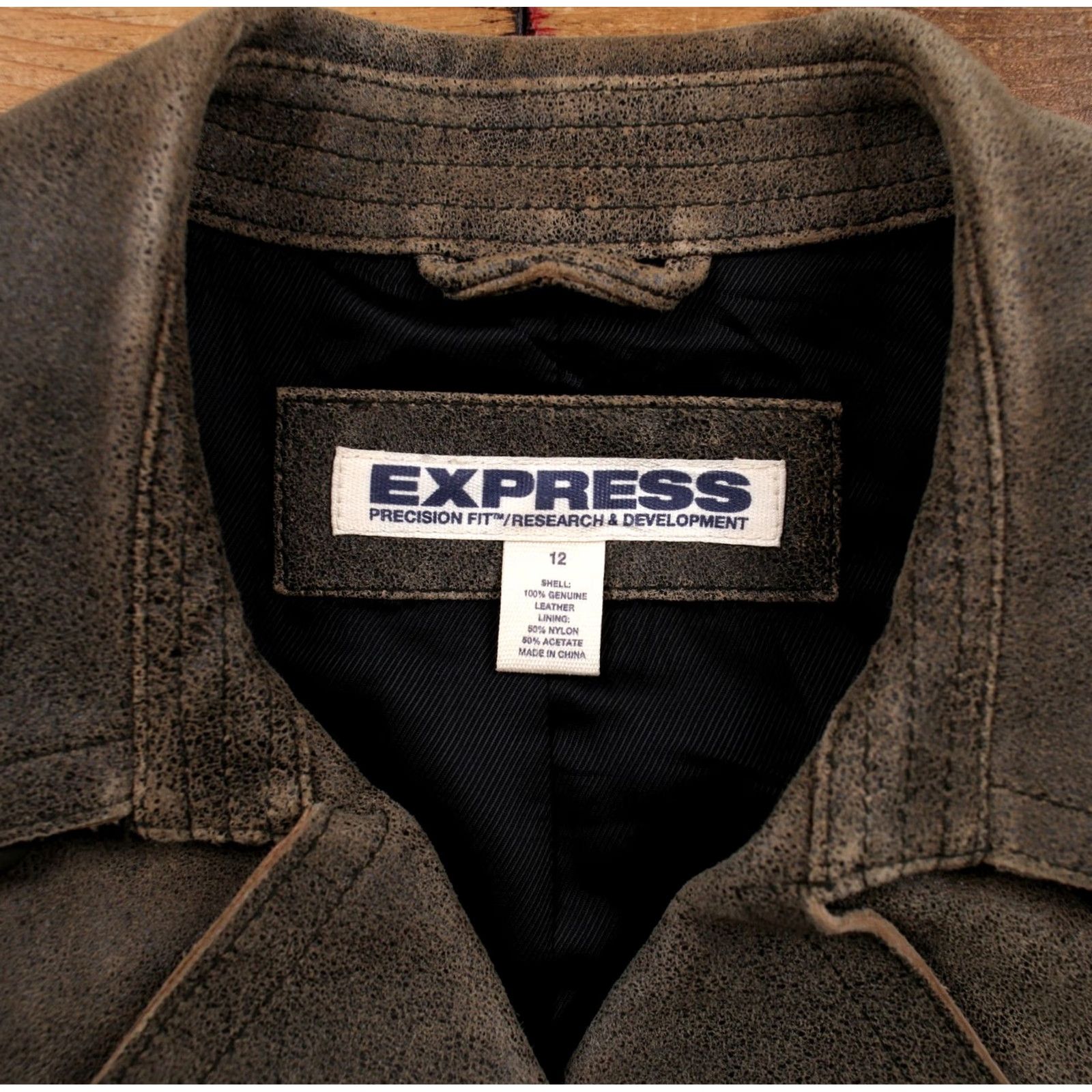 Express VINTAGE Express Y2K Leather Jacket Womens 12 Brown Distressed Lined Casual Jacket Size XL / US 12-14 / IT 48-50 - 3 Thumbnail