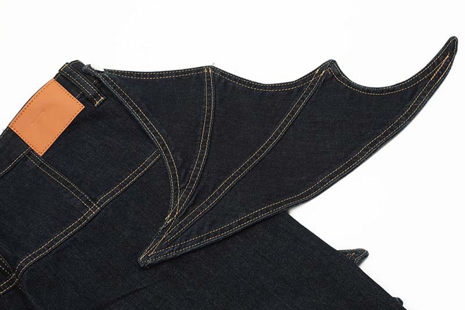 Vintage #40 Bat Wings Jeans Black Baggy Denim Loose | Grailed