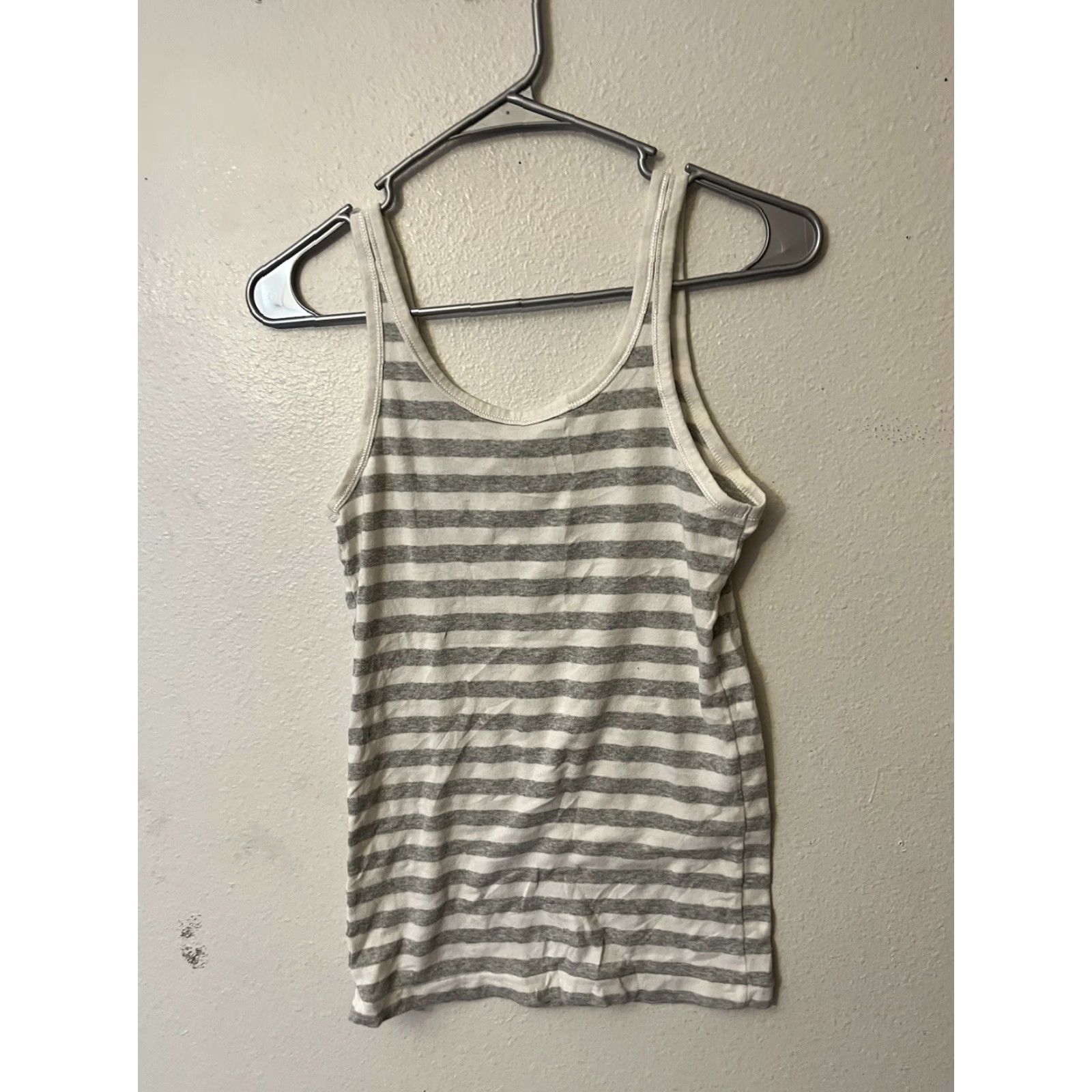 Banana Republic Banana Republic Tank Womens Medium White Gray Striped Cotton Blend Blouse Shirt Pocket Slim Casual M Size M / US 6-8 / IT 42-44 - 3 Thumbnail