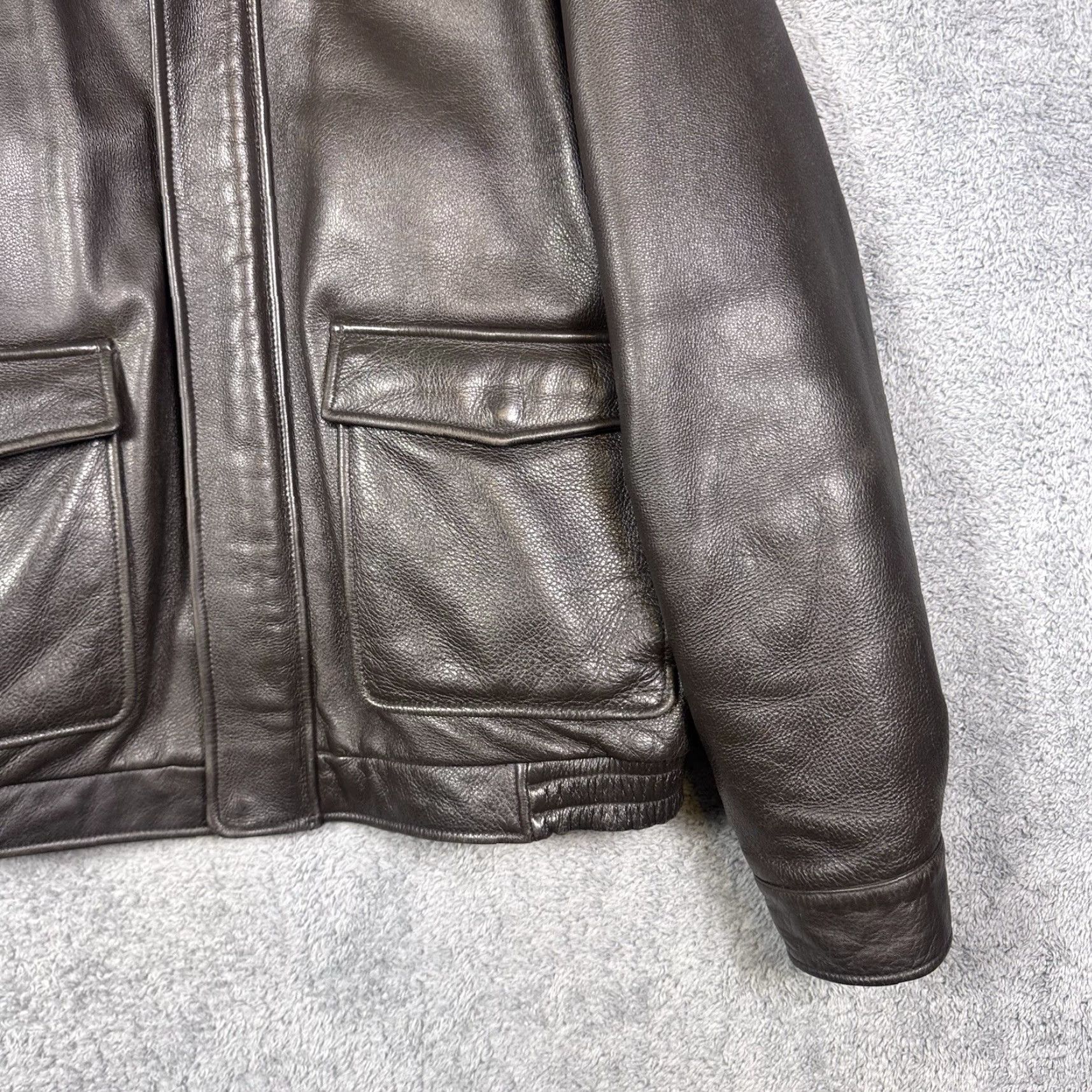 Jos. A. Bank Jos. A. Bank Jacket Men’s M Leather Full Zip Bomber Lined Removable Liner Brown Vintage? Size US M / EU 48-50 / 2 - 3 Thumbnail