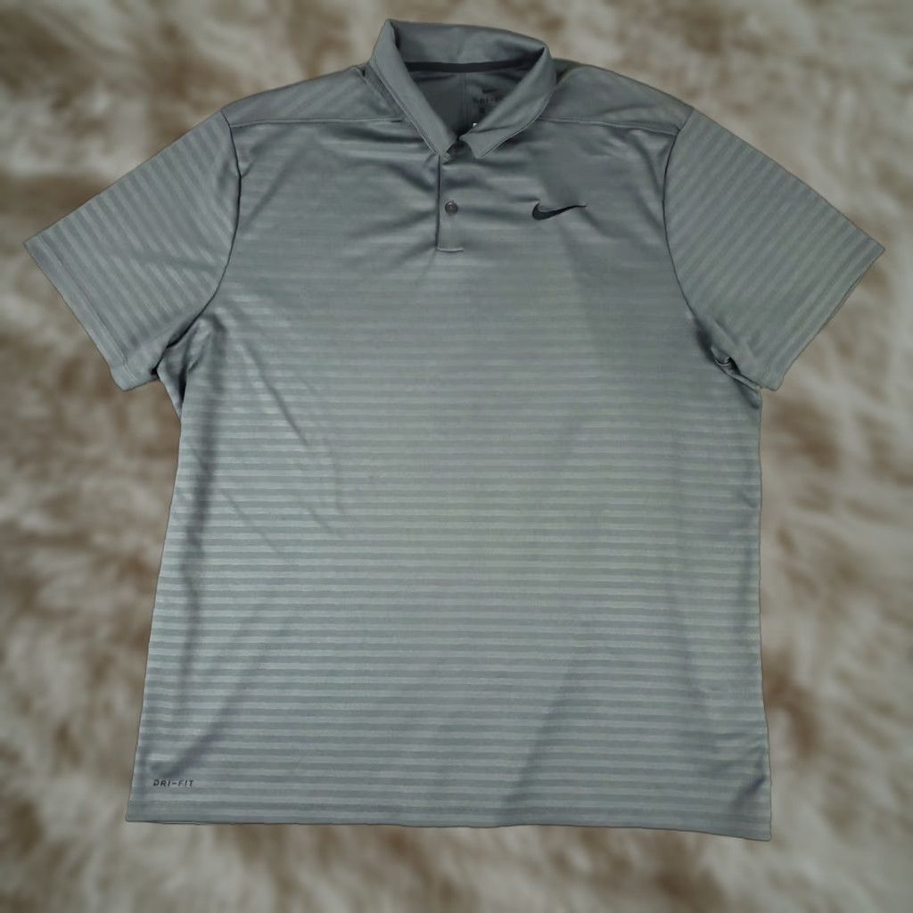 Nike Nike Polo Shirt Mens Size 2XL Gray Striped Swoosh Golf Casual Short Sleeve Size US XXL / EU 58 / 5 - 1 Thumbnail
