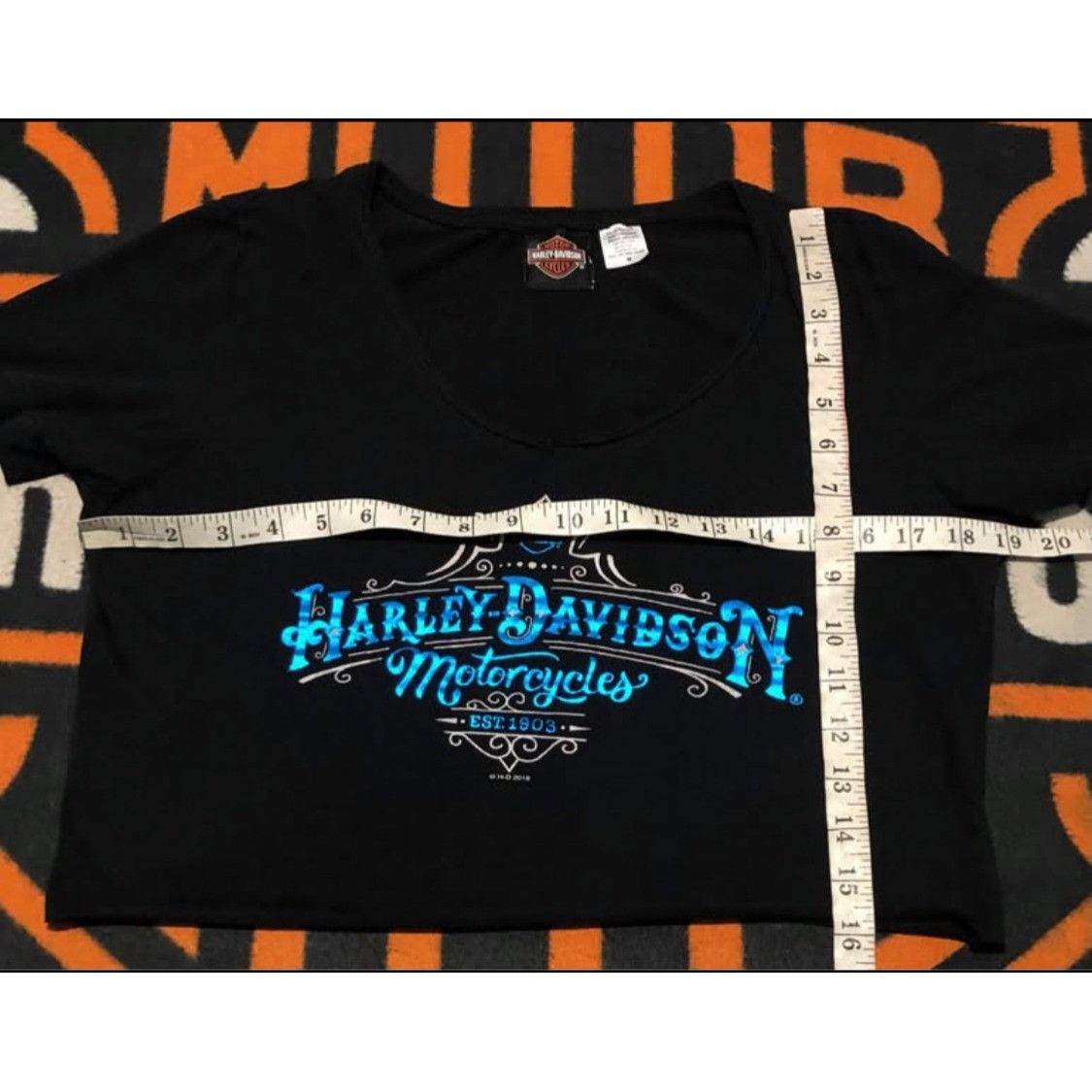 Harley Davidson Harley-Davidson Women Cropped T-Shirt Size Medium Blue Size M / US 6-8 / IT 42-44 - 2 Thumbnail