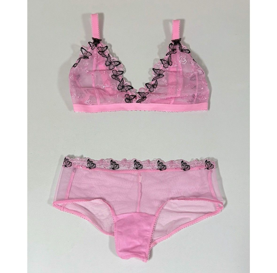 Victoria's Secret Pink Butterfly Bra Bralette Top (S) and Bottoms (XS) Set 🎀✨ Size S / US 4 / IT 40 - 1 Thumbnail