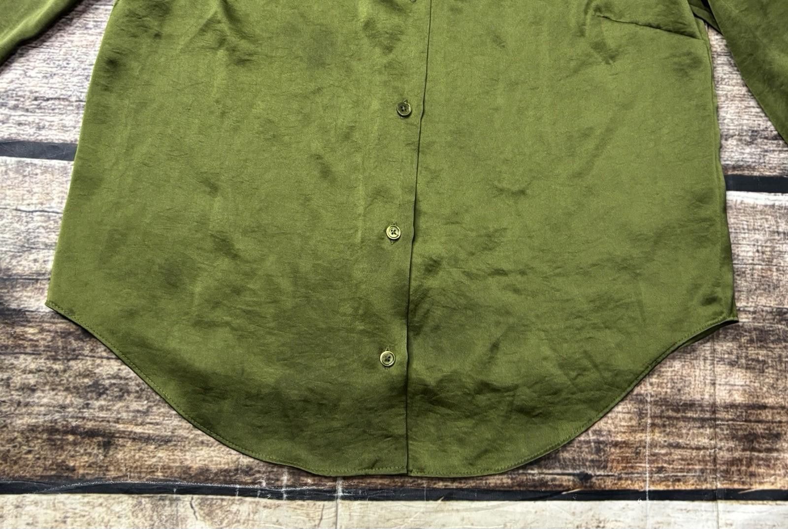Aritzia Aritzia Wilfred Top Women XS Satin Green Shirt Career Collar Size XS / US 0-2 / IT 36-38 - 5 Thumbnail